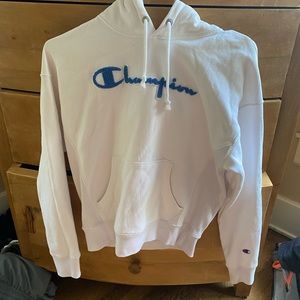 Champion women’s white reverse weave sweatshirt hoodie, GUC